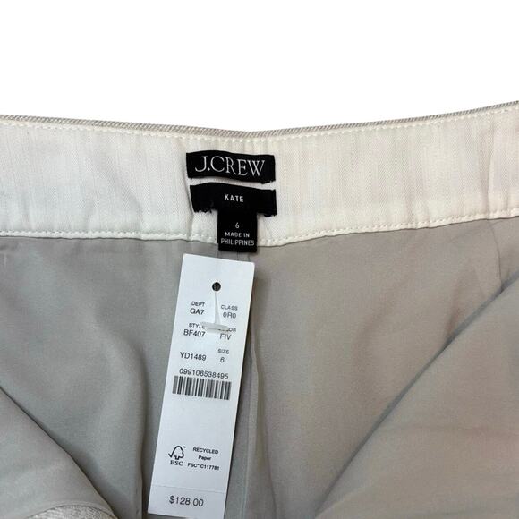 J.Crew Kate Straight-Leg Linen Blend Pants Beige NWT Size 6 High Rise 28" Inseam - Picture 4 of 5